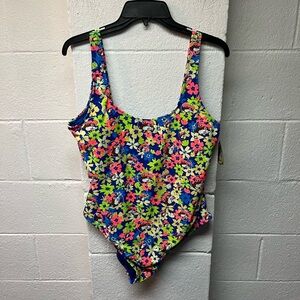 Vibrant Floral Women's One Piece Swimsuit. Large